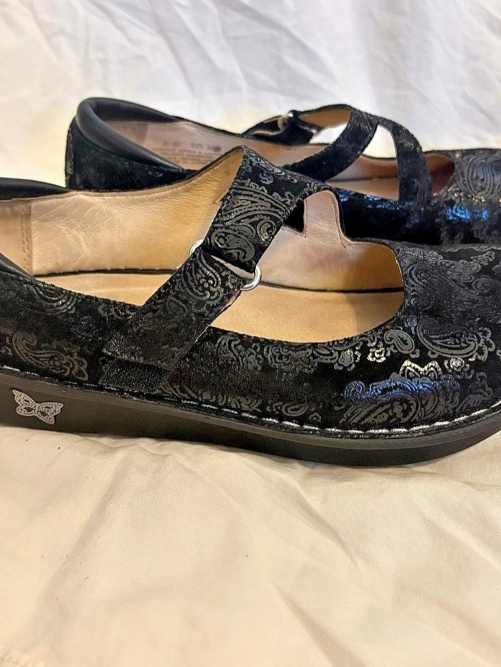 Alegria JILL Black Paisley Mary Jane Shoes EU 38